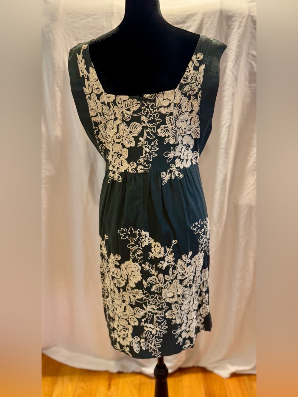J. Crew Mirabel Gray Mini Dress with Cream Floral Embroidery - Picture 8 of 11